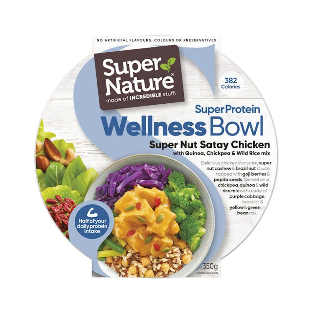 Frozen Super Protein Satay Chicken with Quinoa, Chickpea & Wild Rice Mix Wellness Bowl