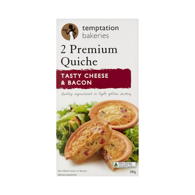 Frozen Premium Tasty Cheese & Bacon Quiches 2 pack