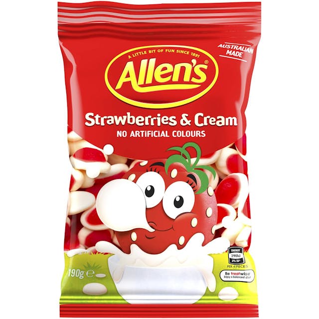 Allen's Strawberry & Cream Lollies Bag