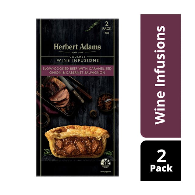 Frozen Slow Cooked Beef with Caramelised Onion & Cabernet Sauvignon Pies 2 pack