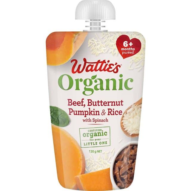 Wattie's Organic Baby Food 6+ Months Beef Pumpkin Rice Spinach