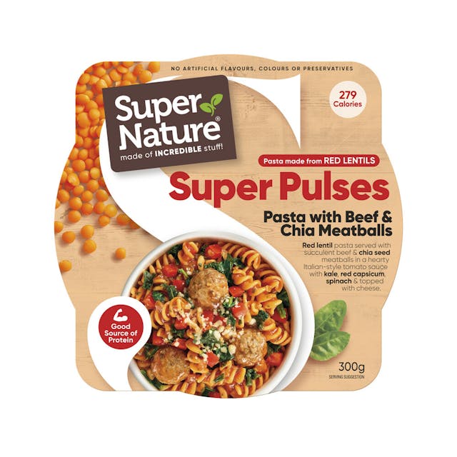 Frozen Super Pulses Pasta With Beef & Chia Meatballs