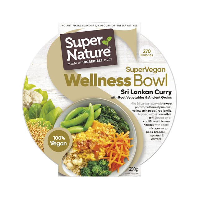 Frozen Sri Lankan Root Vegetable And Ancient Grain Curry With Cauliflower And Brown Rice Mix Wellness Bowl