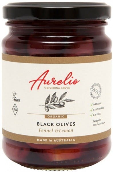 Aurelio Organic Black Olives Fennel & Lemon