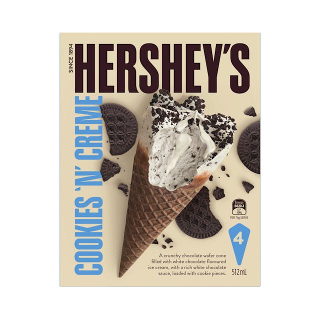 Hershey's Cookies N Creme Cone 4 Pack
