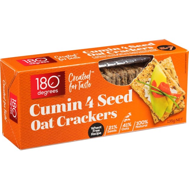 180 Degrees 4 Seed Oat Crackers Cumin