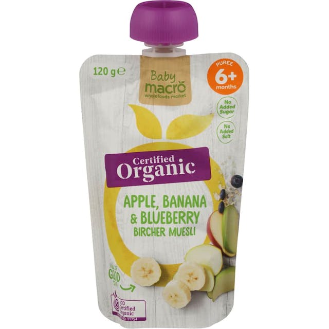 Macro Organic Baby Food 6+ Months Apple, Banana & Blueberry