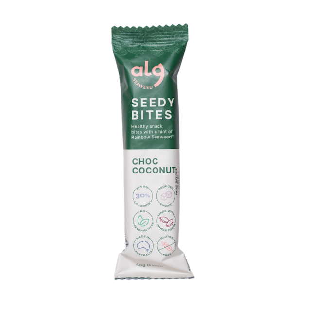 Alg Seaweed Seedy Bites Snack Bar – Chocolate & Coconut (40g)