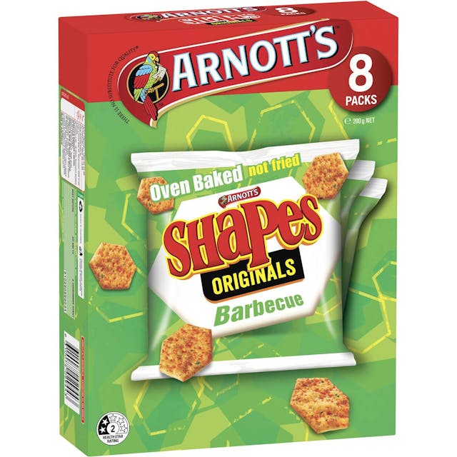 Arnott's Shapes Multipack Crackers Barbecue 8 Pack