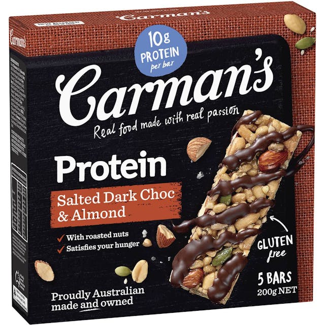 Carman's Salted Dark Choc Almond Gourmet Protein Bars
