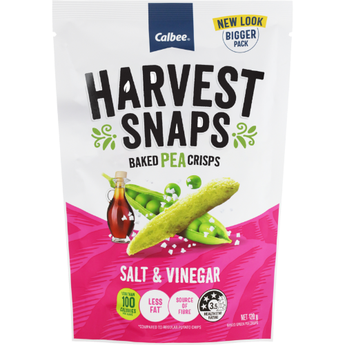 Calbee Harvest Snaps Salt & Vinegar Flavour Baked Pea Crisps