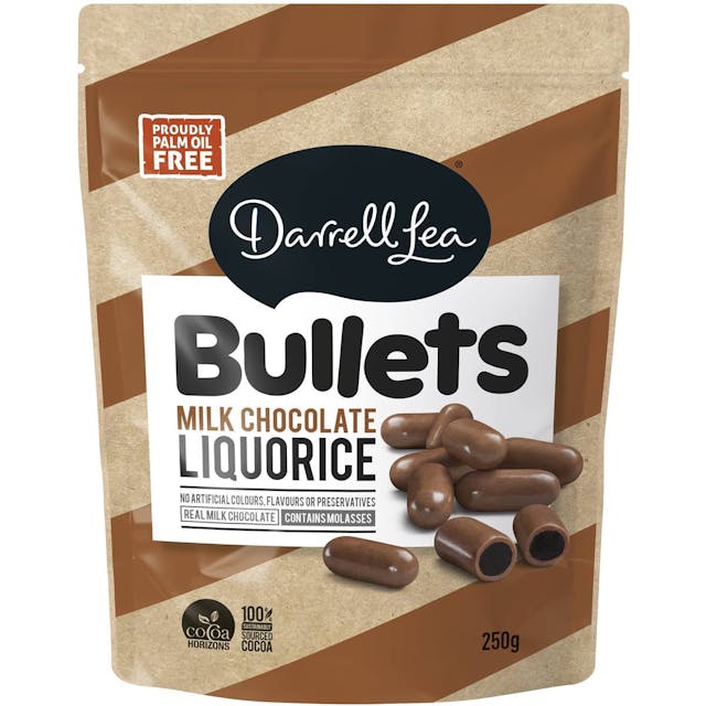 Darrell Lea Milk Chocolate Liquorice Bullets