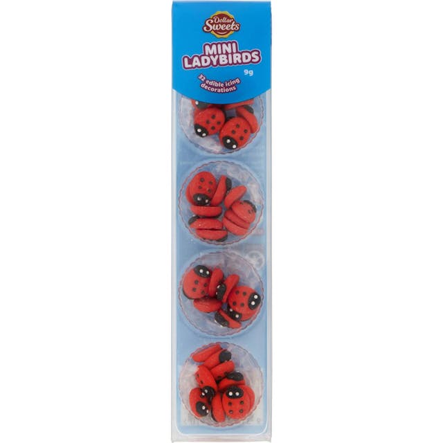 Dollar Sweets Mini Lady Birds Icing Decorations 32 Pack