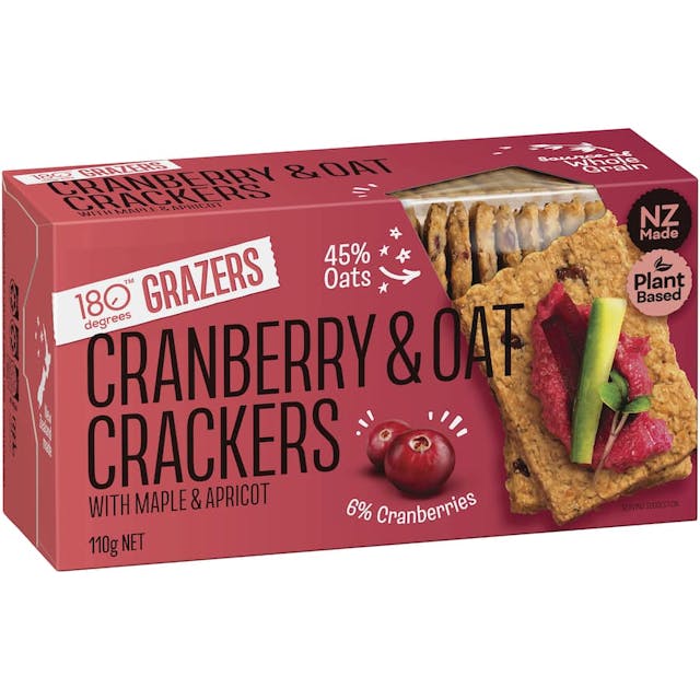 180 degrees crackers grazers cranberry & oat