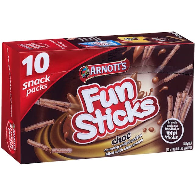 Arnotts Fun Sticks Biscuits Chocolate Snack Sticks