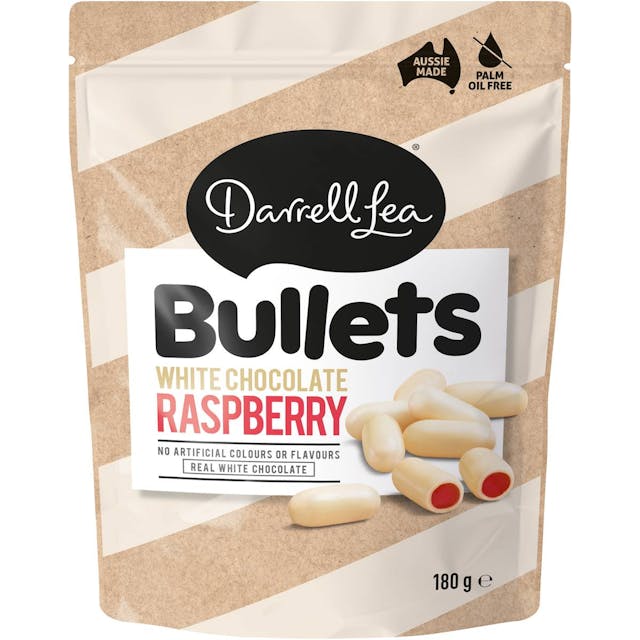 Darrell Lea White Chocolate Raspberry Bullets Share Bag