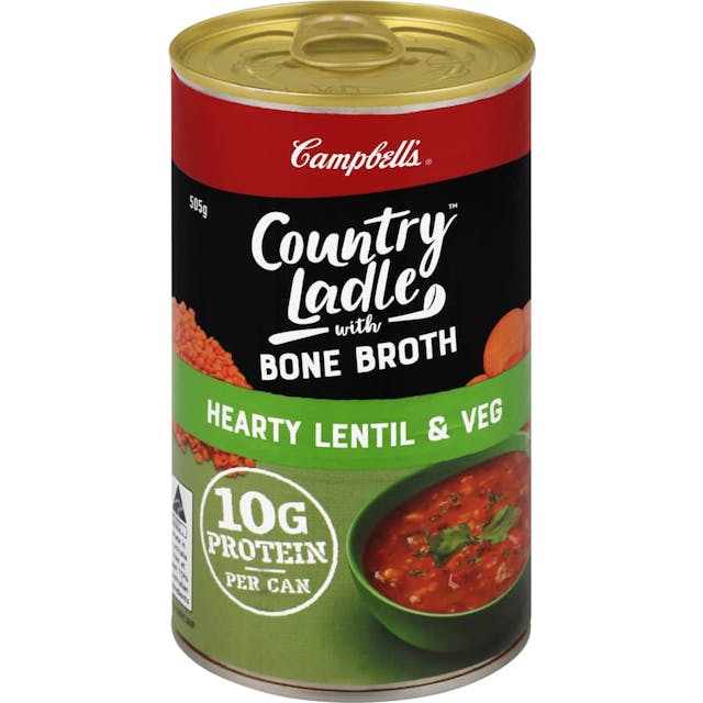 Campbells Country Ladle With Bone Broth Canned Soup Hearty Lentil & Veg