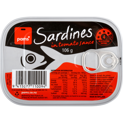Pams Sardines In Tomato Sauce