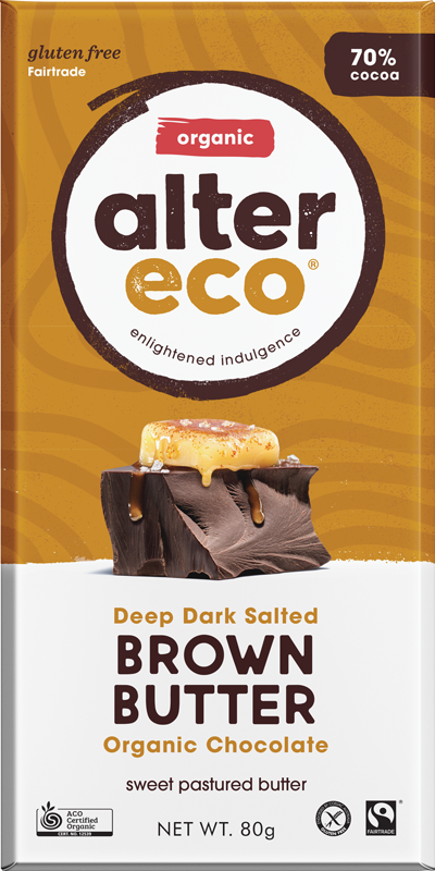 Alter Eco Organic Chocolate Deep Dark Salted Brown Butter (80g)