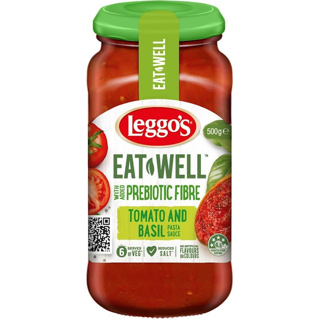Leggos Eat Well Tomato & Basil Pasta Sauce With Prebiotic Fibre