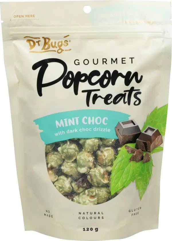 Dr Bugs Popcorn Treats Mint Dark Choc