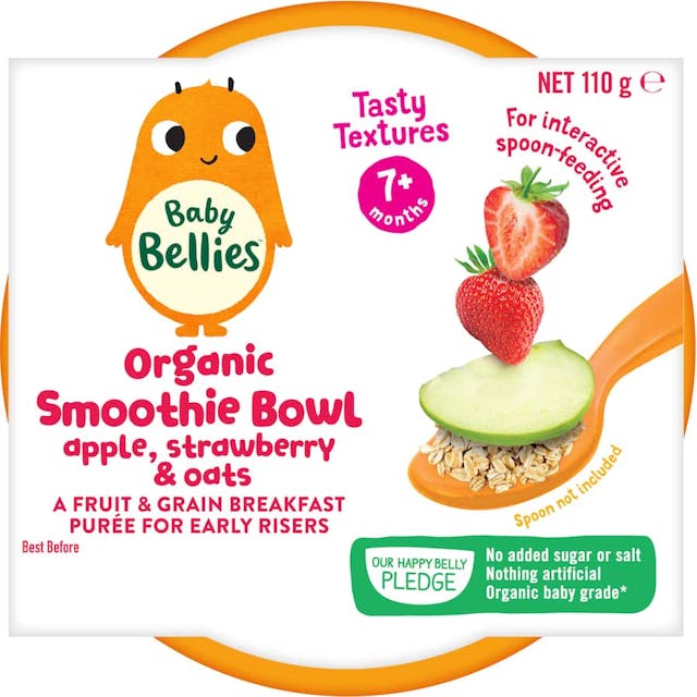 Baby Bellies Organic Baby Food Smoothie Bowl Apple, Strawberry & Oats