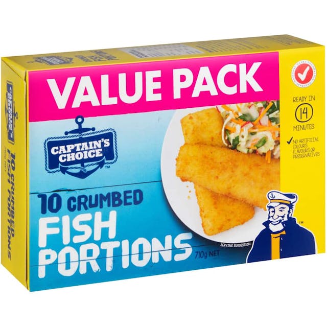 Captains Choice Fish Portions Crumbed 710g