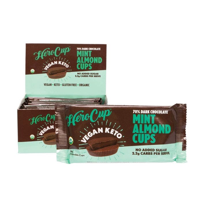 HeroCup Mint Almond Cups 70% Dark Chocolate - Keto