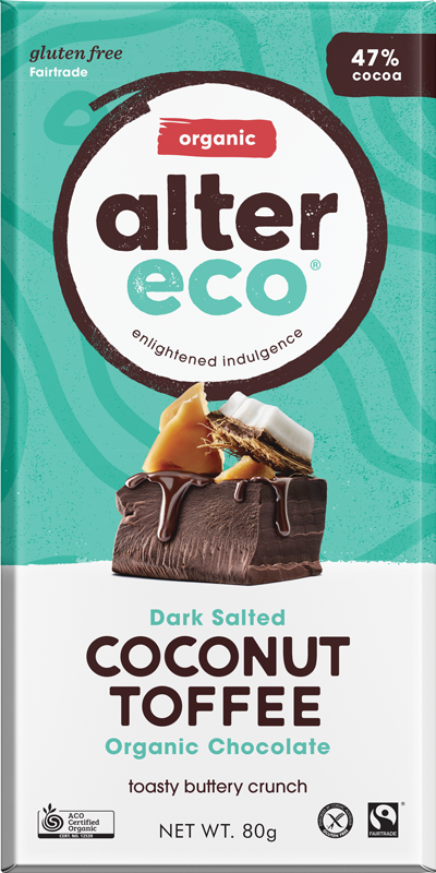 Alter Eco Organic Chocolate Dark Salted Coconut Toffee (80g)