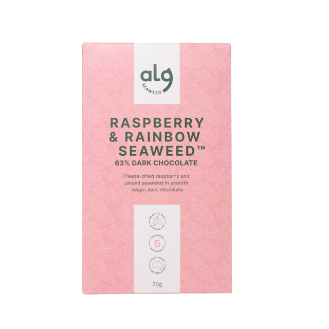 Alg Raspberry & Rainbow Seaweed™ Dark Chocolate (70g)