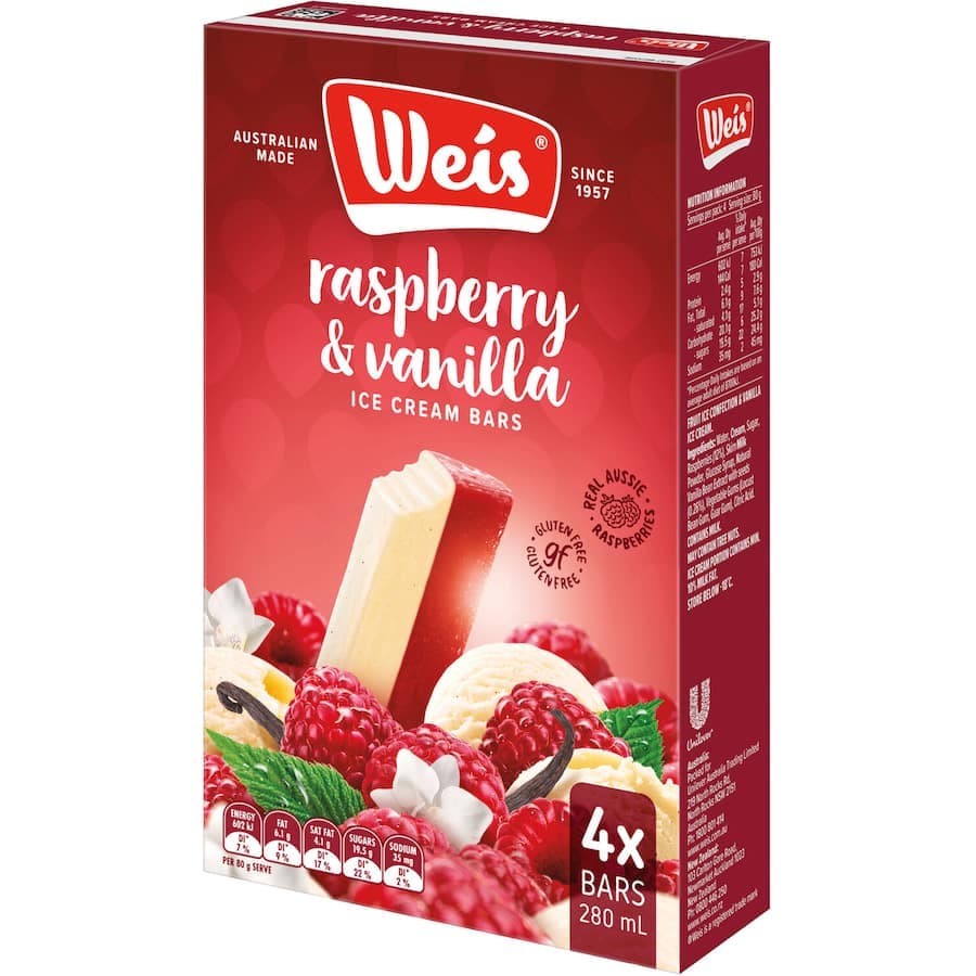 Gluten Free - Weis Ice Cream Bar Raspberry & Vanilla | myWellabee