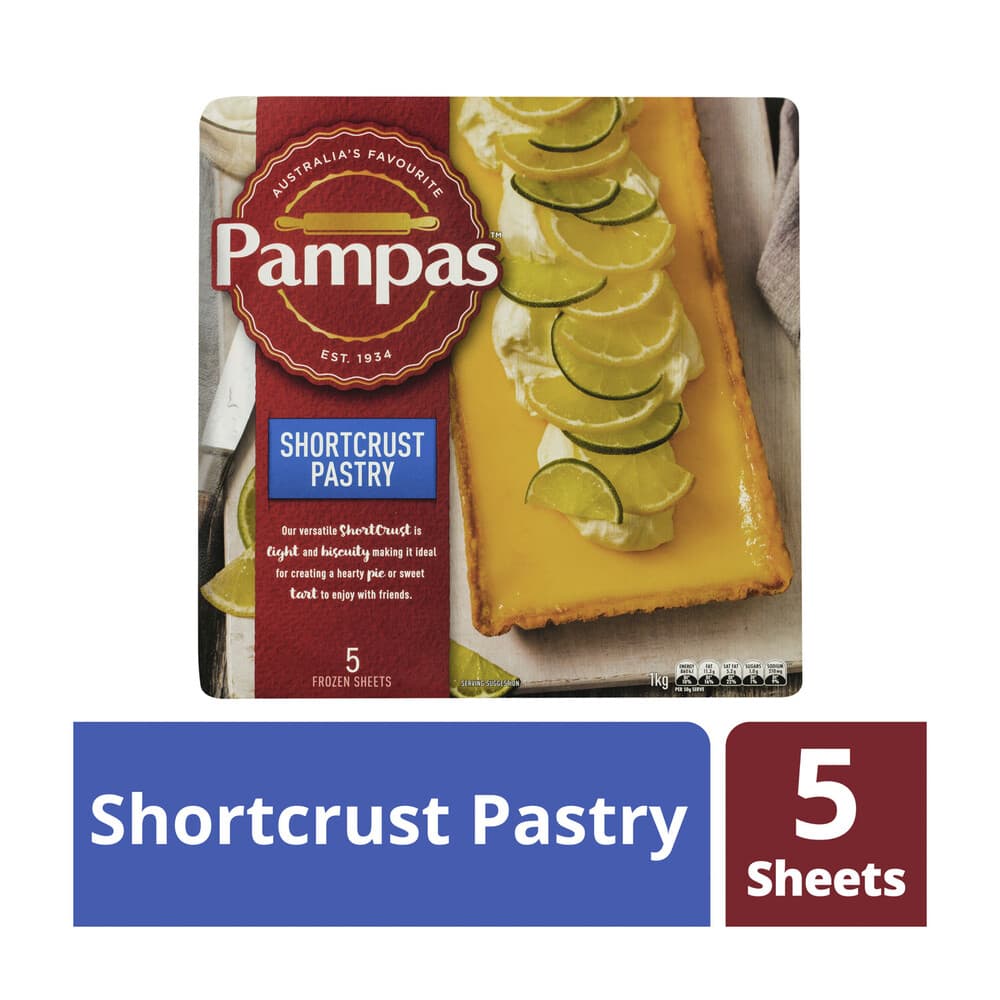 Vegetarian Pampas Frozen Shortcrust Pastry Sheets 5 pack myWellaBee